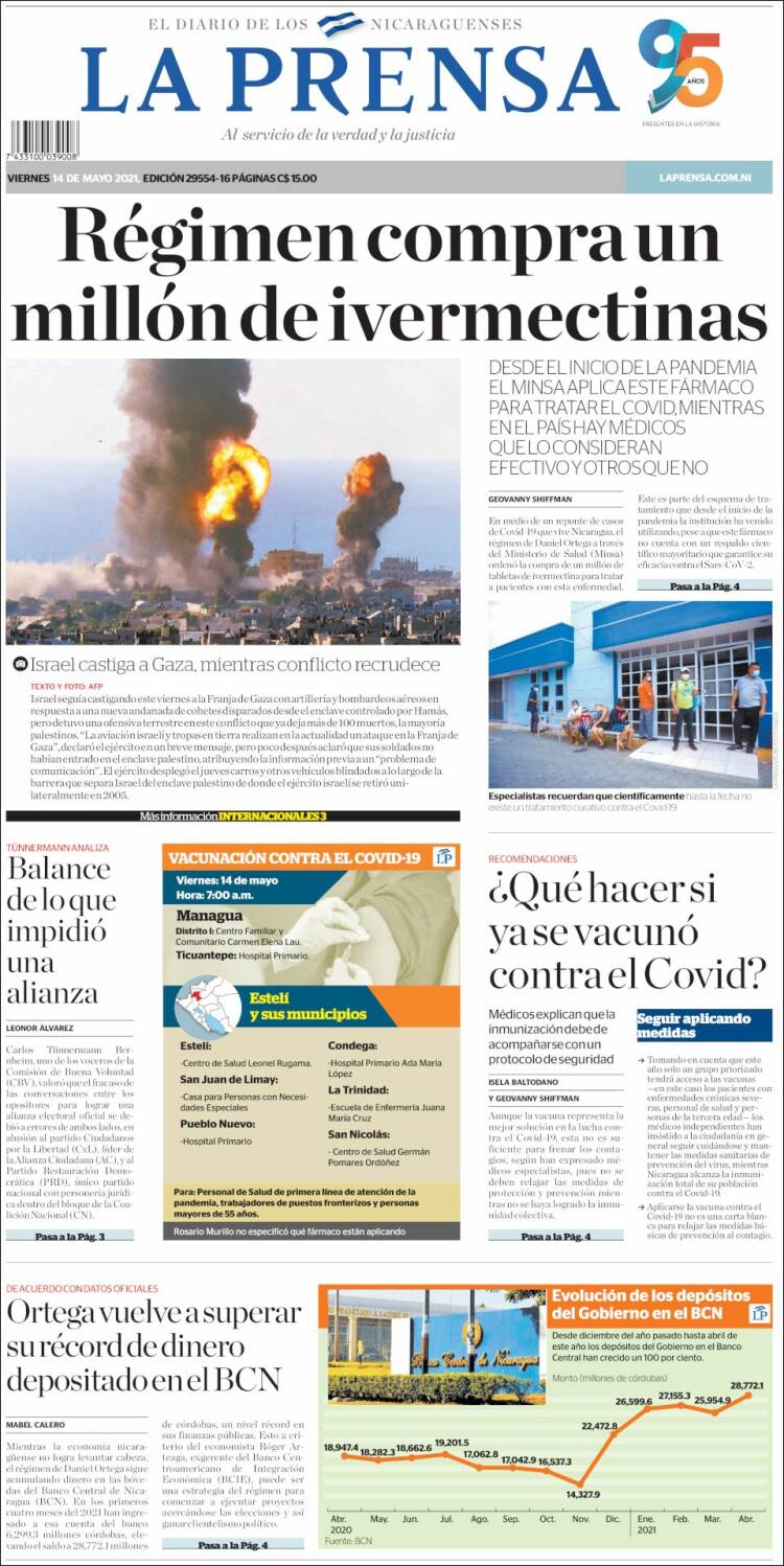 Portada de La Prensa (Nicaragua)