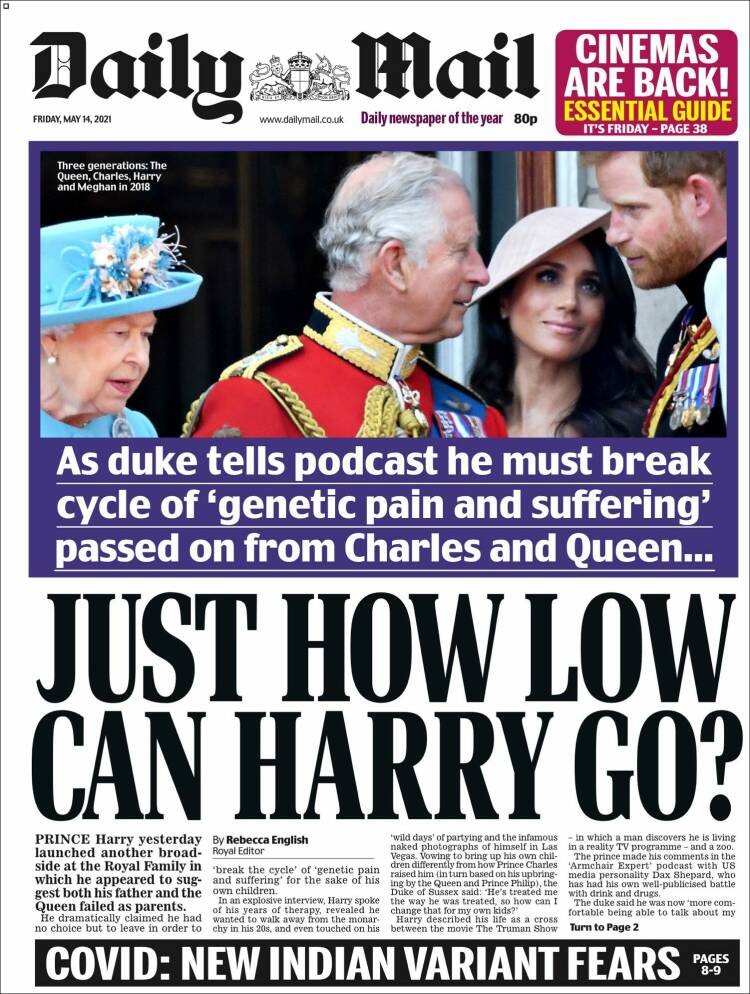 Portada de Daily Mail (Reino Unido)