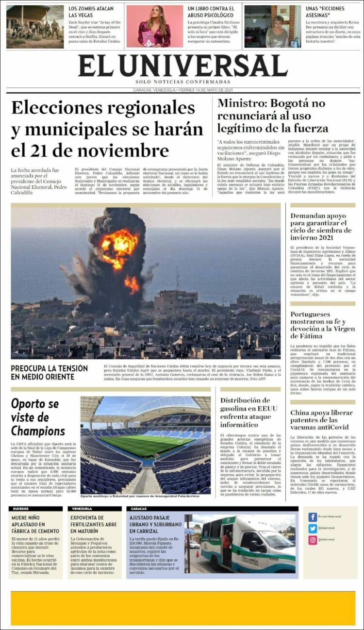 Portada de Universal (Venezuela)