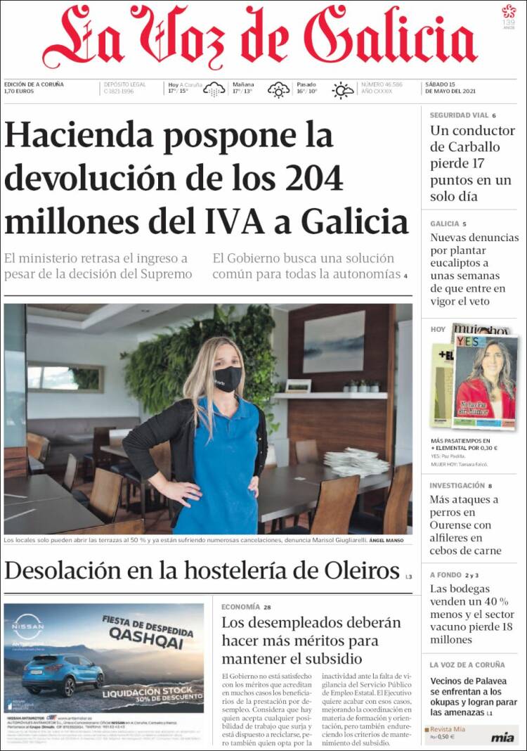 Portada de La Voz de Galicia (España)