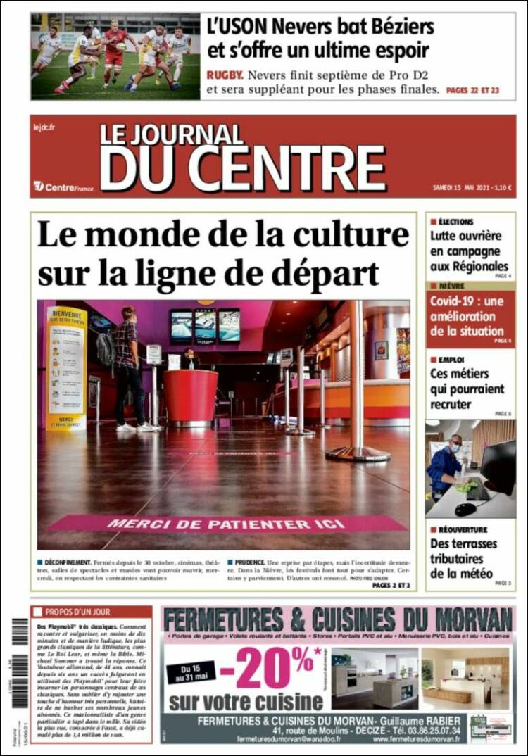 Portada de Le Journal du Centre (Francia)