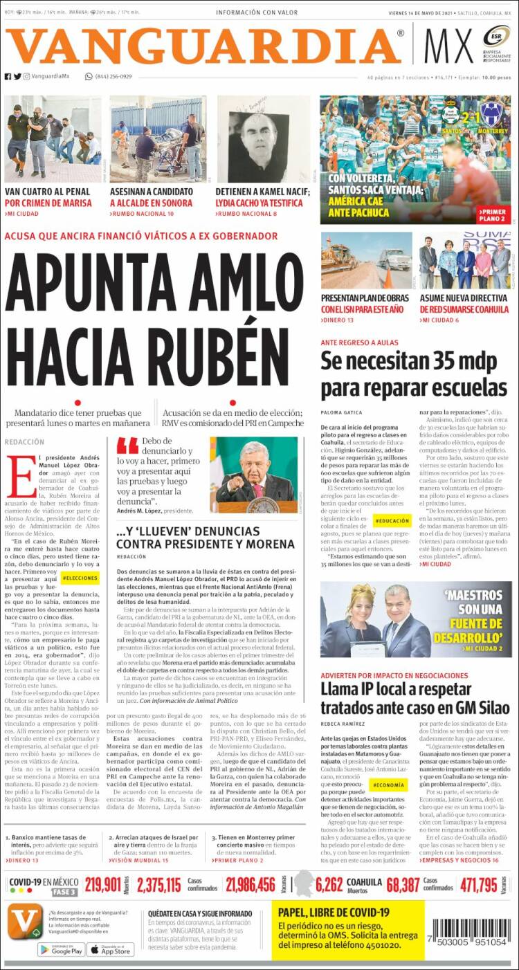 Portada de Vanguardia (México)