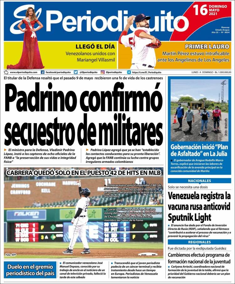 Portada de Periodiquito de Aragua (Venezuela)