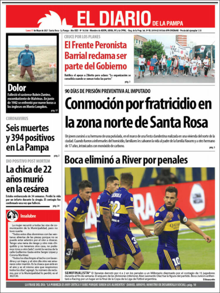 Portada de Diario de La Pampa (Argentina)