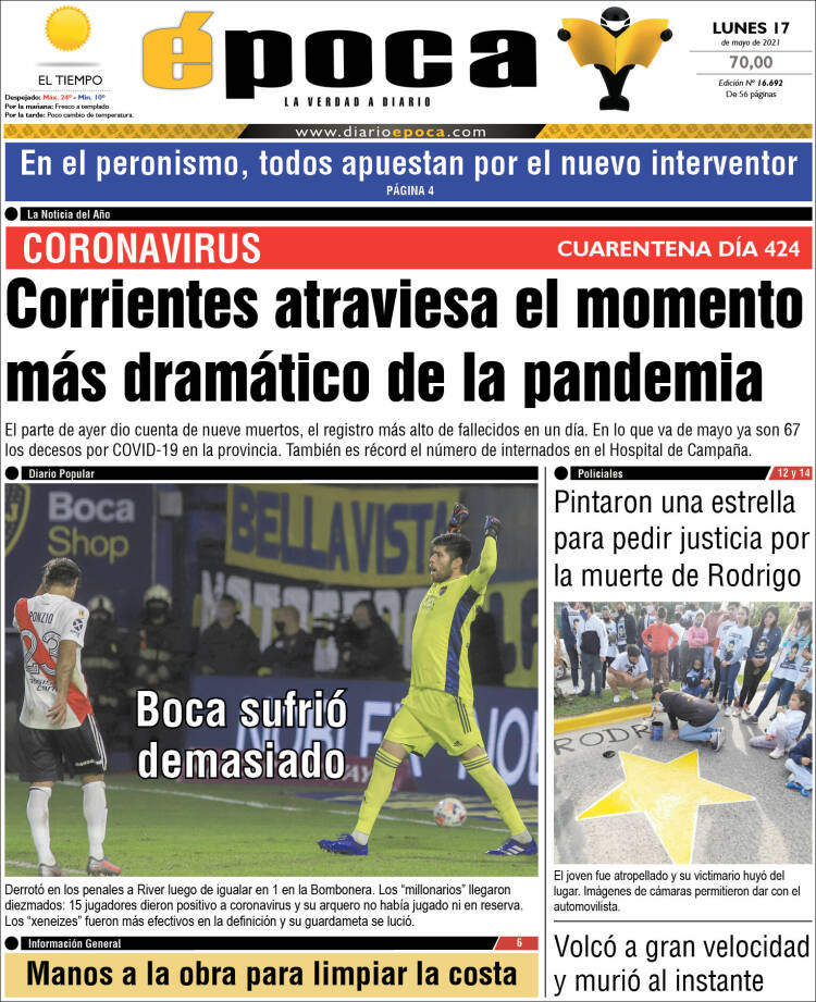 Portada de Diario Época (Argentina)