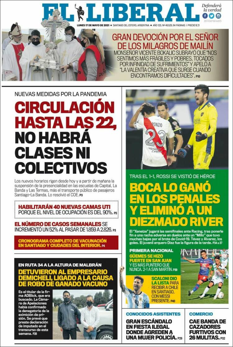 Portada de Diario El Liberal (Argentina)