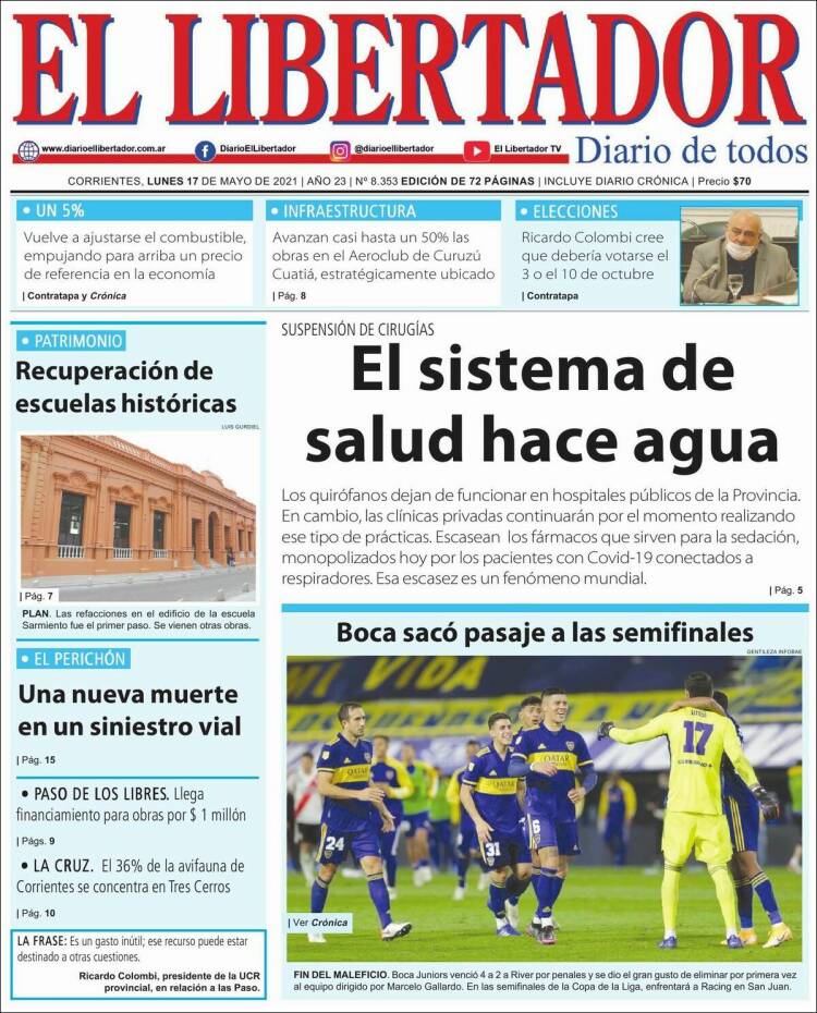 Portada de Diario El Libertador (Argentina)