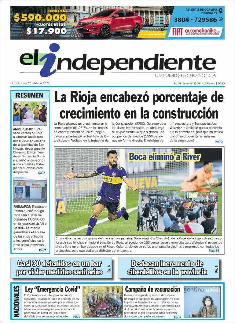 Portada de El Independiente (Argentina)