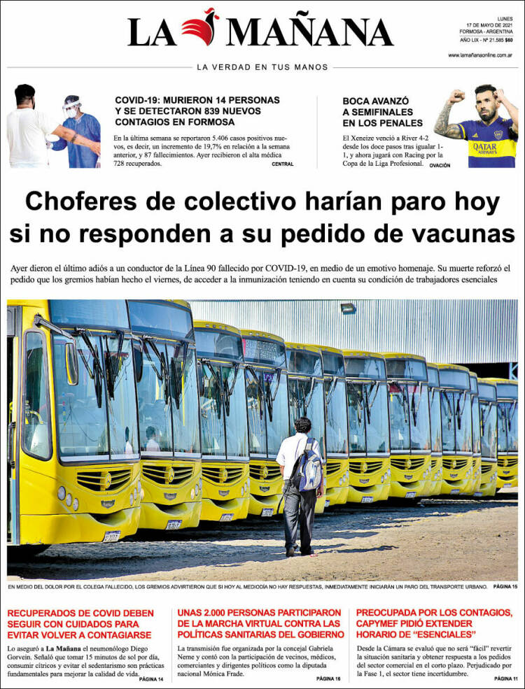 Portada de Diario La Mañana (Argentina)