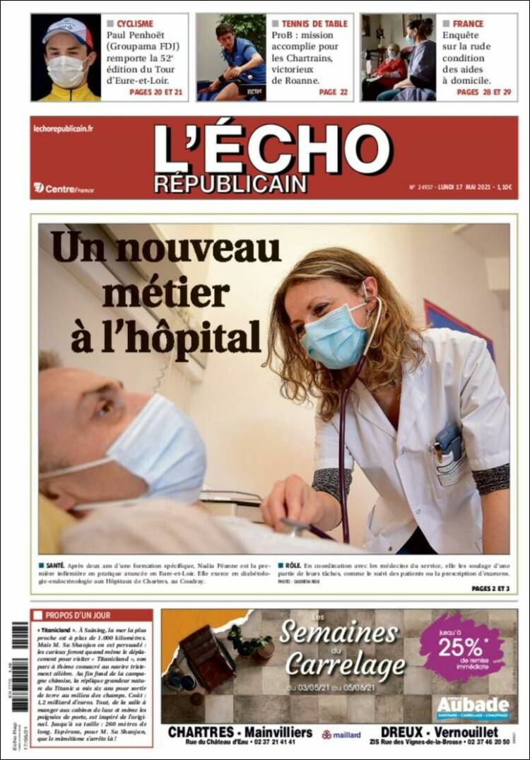 Portada de L'Echo Républicain (Francia)