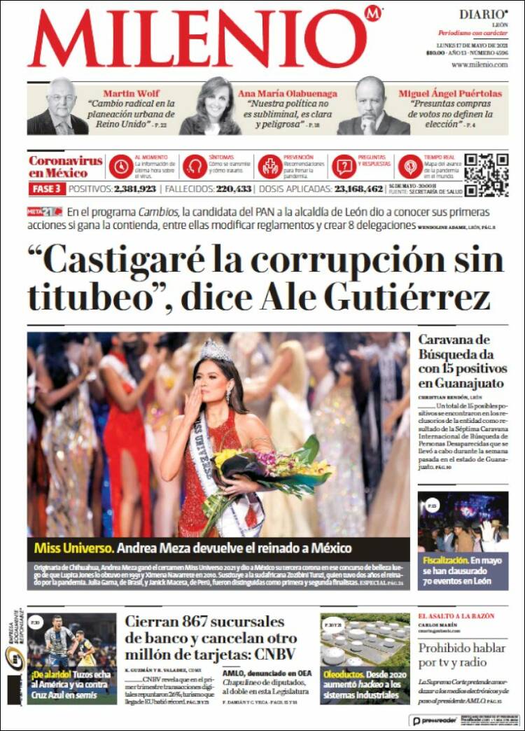 Portada de Milenio de León (México)