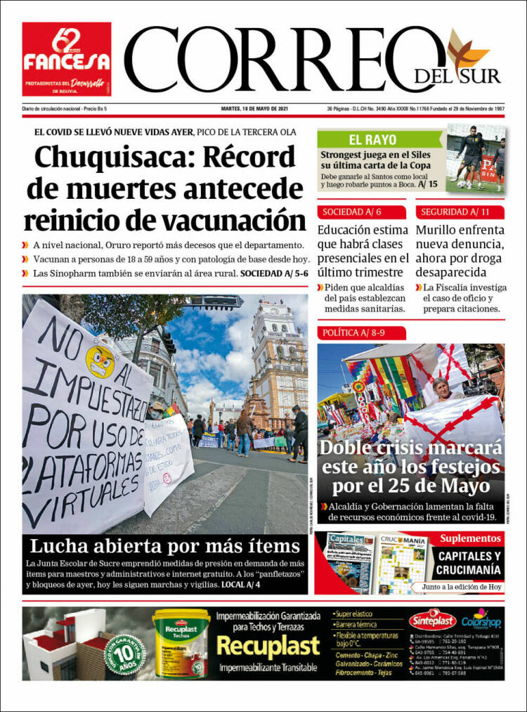 Portada de Correo Sur (Bolivia)
