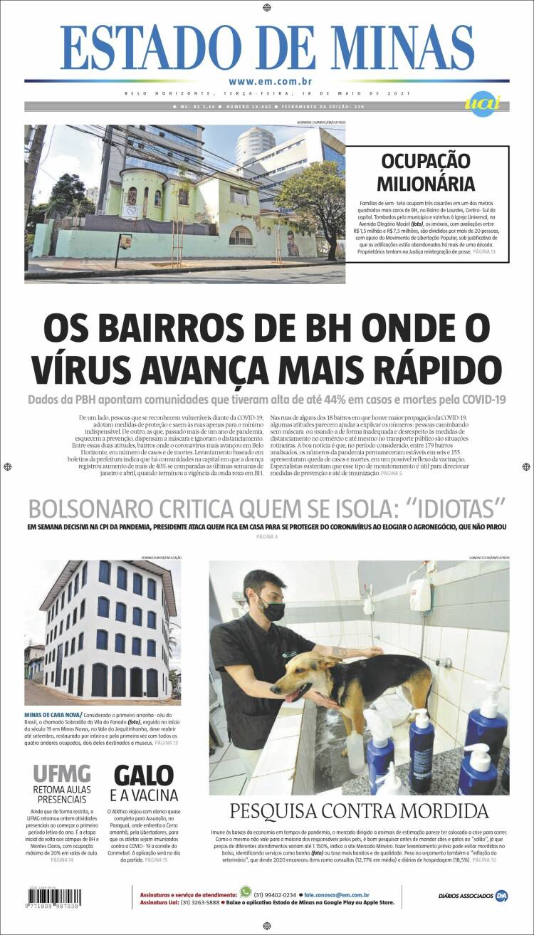 Portada de Jornal Estado de Minas (Brasil)