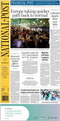 Portada de The National Post (Canadá)