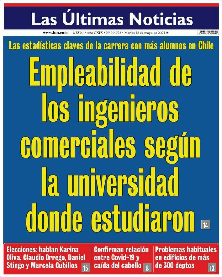 Portada de Las Últimas Noticias (Chile)