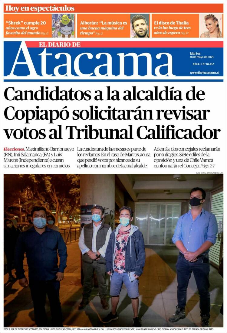 Portada de Diario de Atacama (Chile)