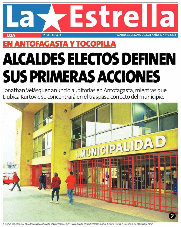 Portada de La Estrella de Loa (Chile)