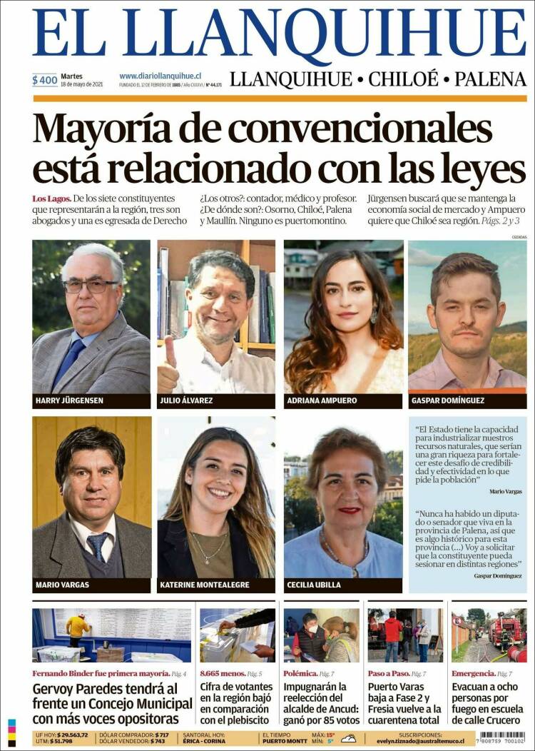 Portada de El Llanquihue (Chile)