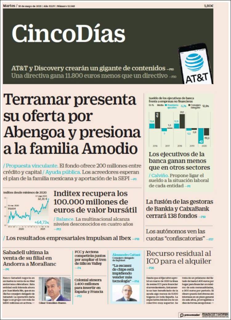 Portada de Cinco Días (Espa&ntilde;a)