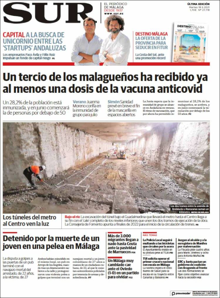 Portada de Diario el Sur (España)