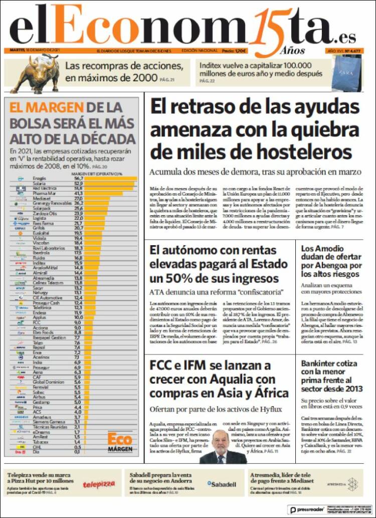 Portada de El Economista (Espa&ntilde;a)