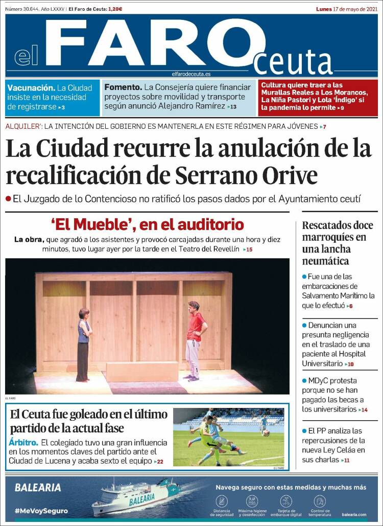Portada de El Faro de Ceuta (España)