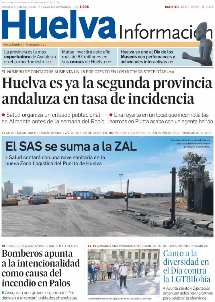 Portada de Huelva Información (España)