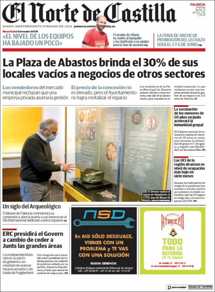 Portada de Norte de Castilla - Palencia (España)