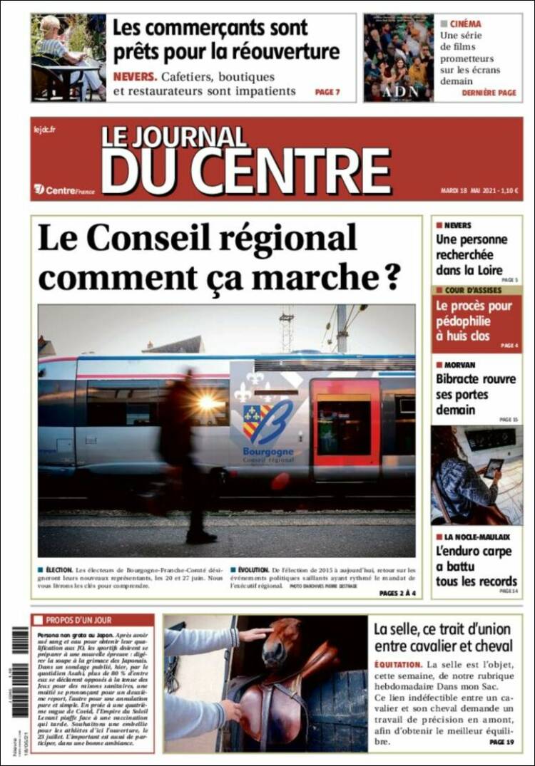 Portada de Le Journal du Centre (Francia)