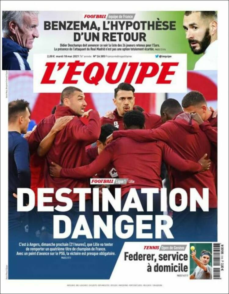 Portada de L'Equipe (Francia)