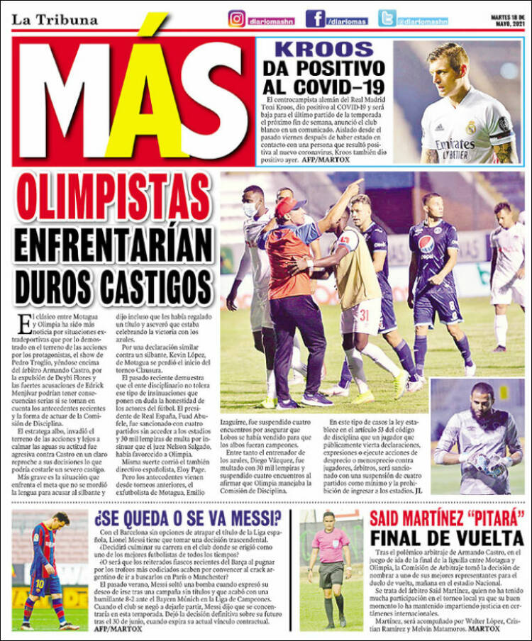Portada de Diario Más (Honduras)