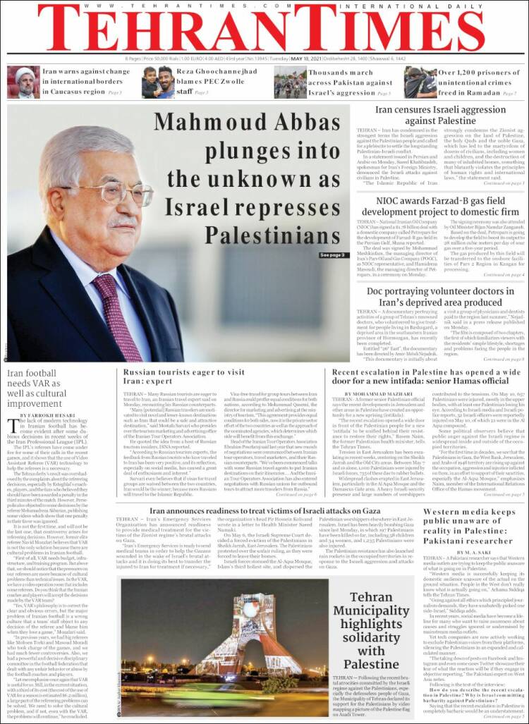 Portada de TehranTimes (Ir&aacute;n)