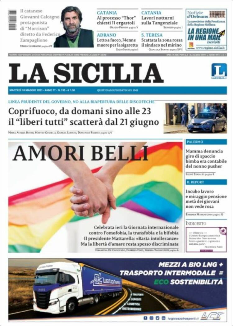 Portada de La Sicilia (Italia)