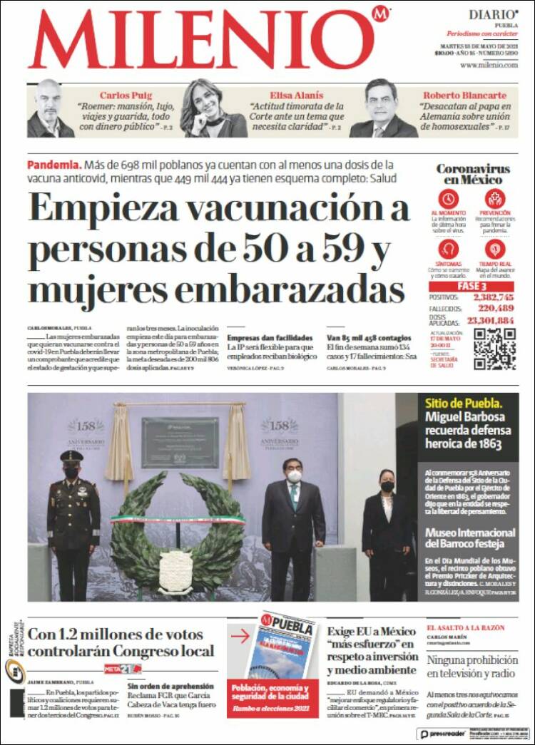 Portada de Milenio de Puebla (M&eacute;xico)