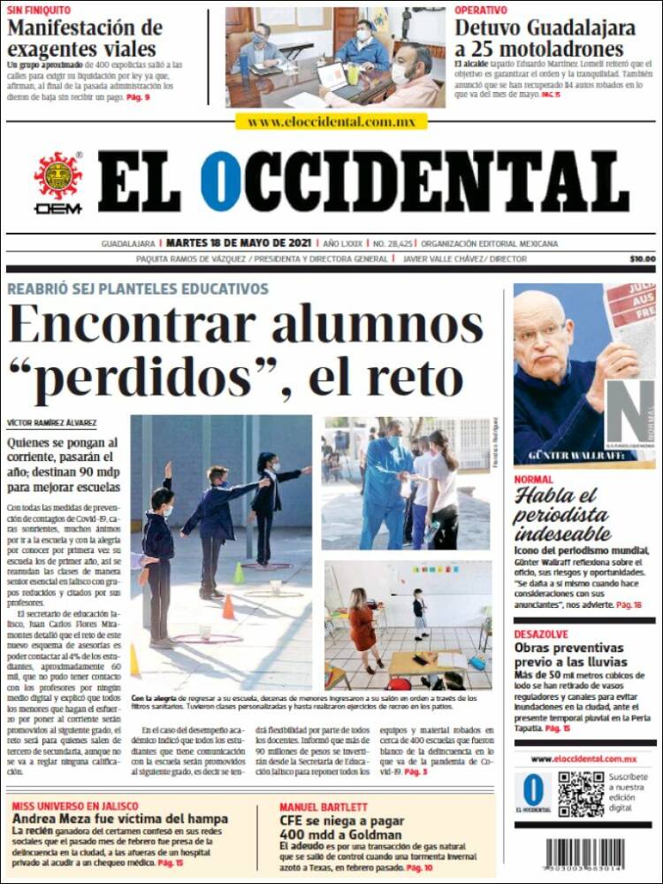 Portada de El Occidental (Mexique)