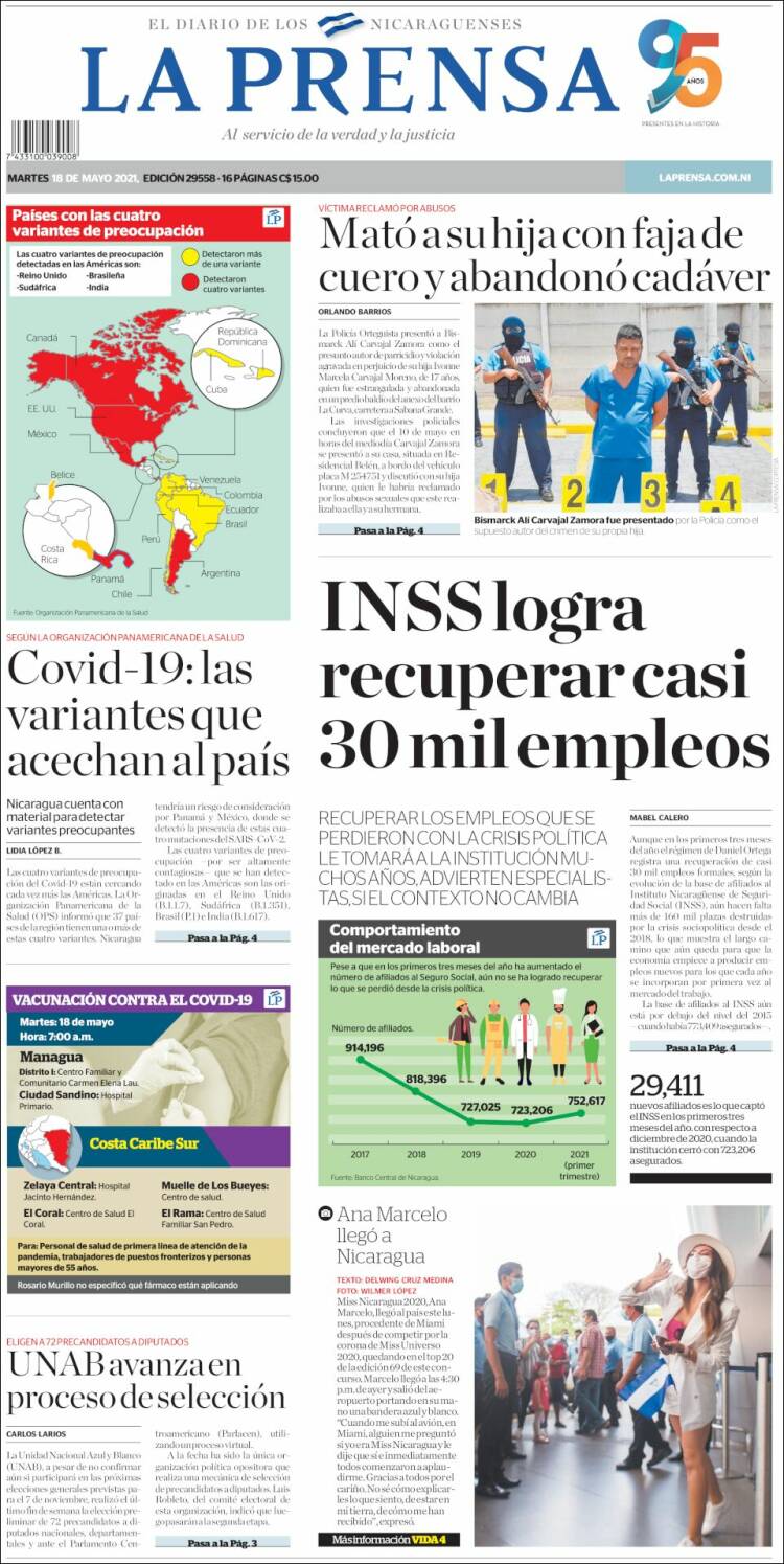 Portada de La Prensa (Nicaragua)