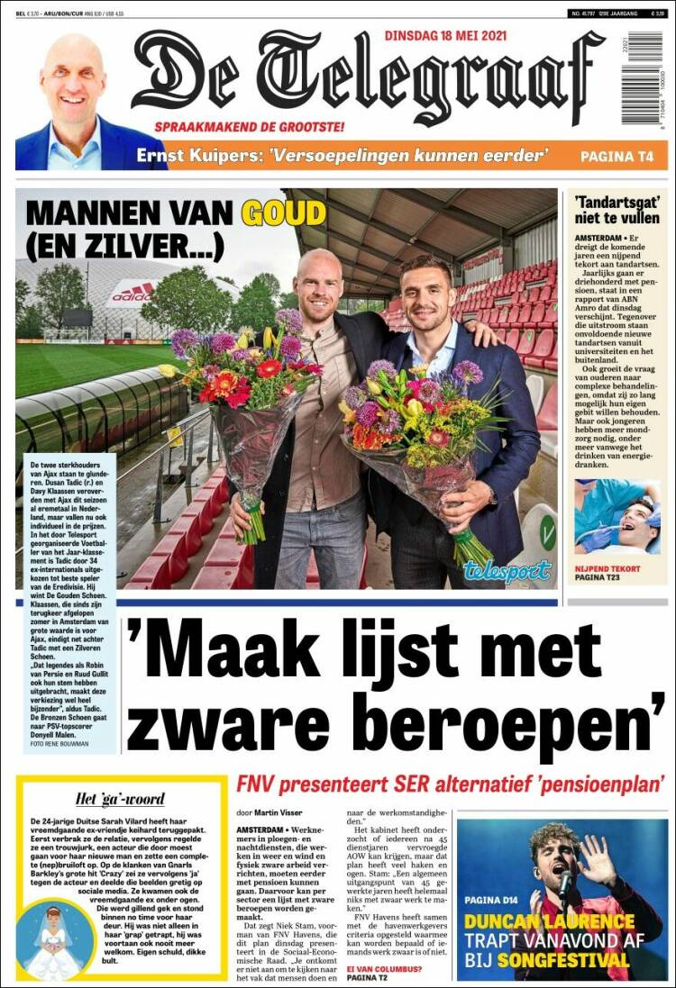 Portada de De Telegraaf (Pa&iacute;ses Bajos)