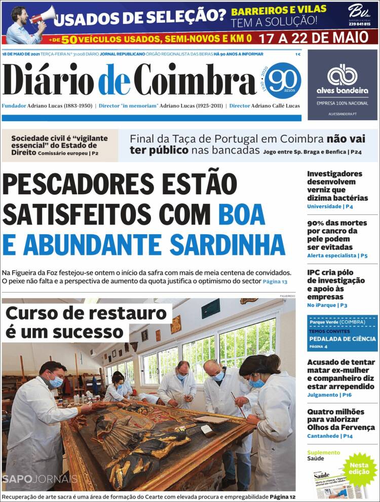 Portada de Diário de Coimbra (Portugal)