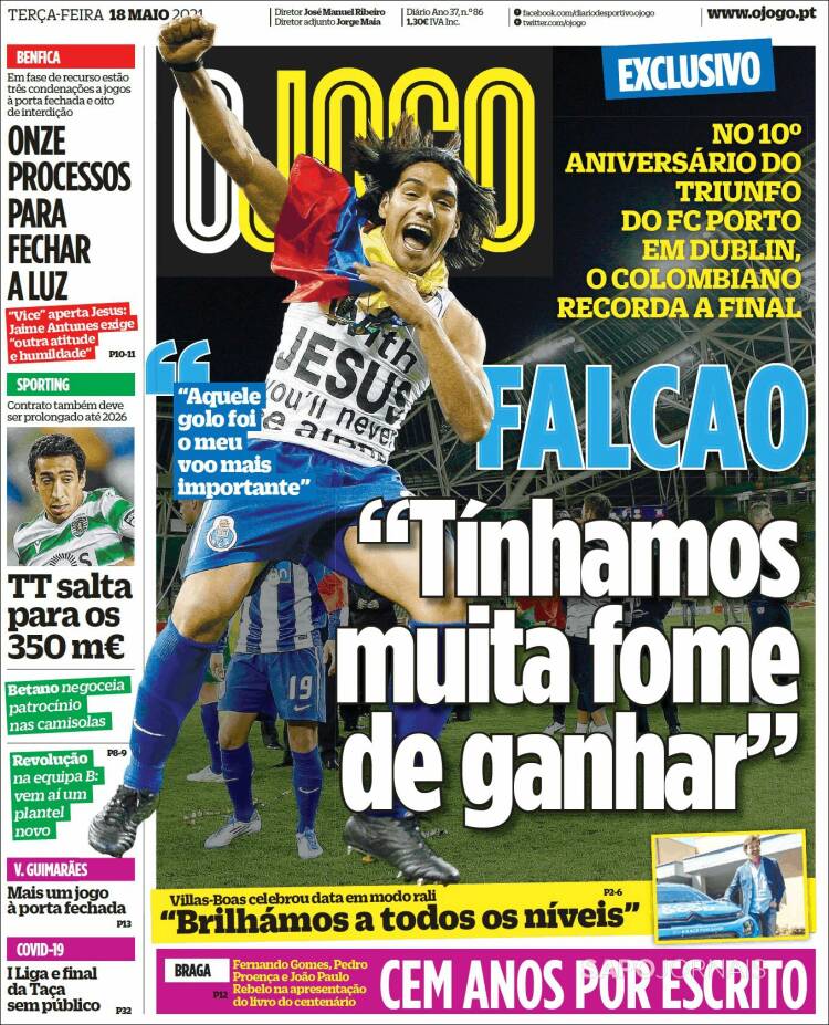 Portada de O Jogo (Portugal)