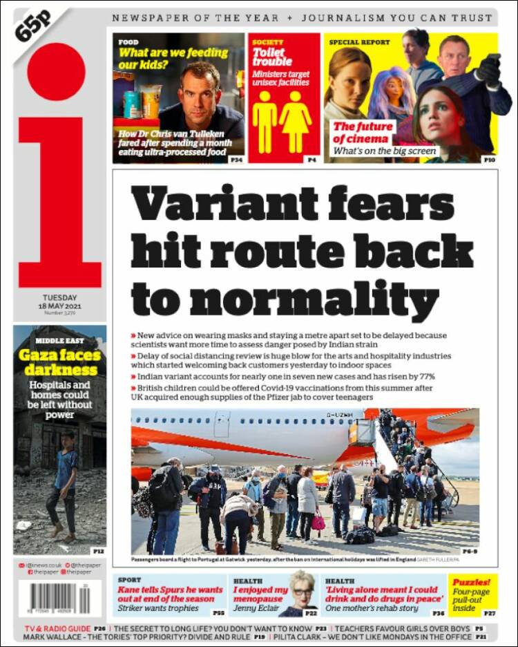 Portada de The i (Reino Unido)