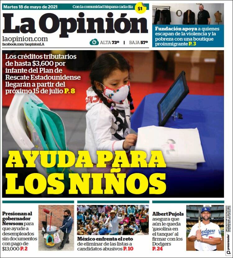 Portada de La Opinión (USA)