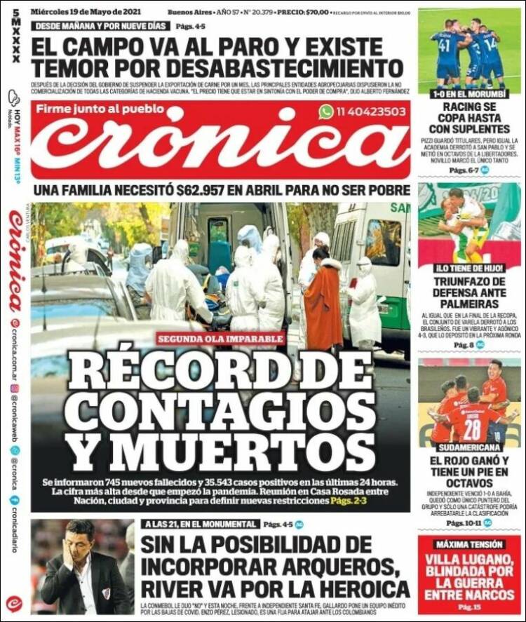 Portada de Crónica (Argentina)