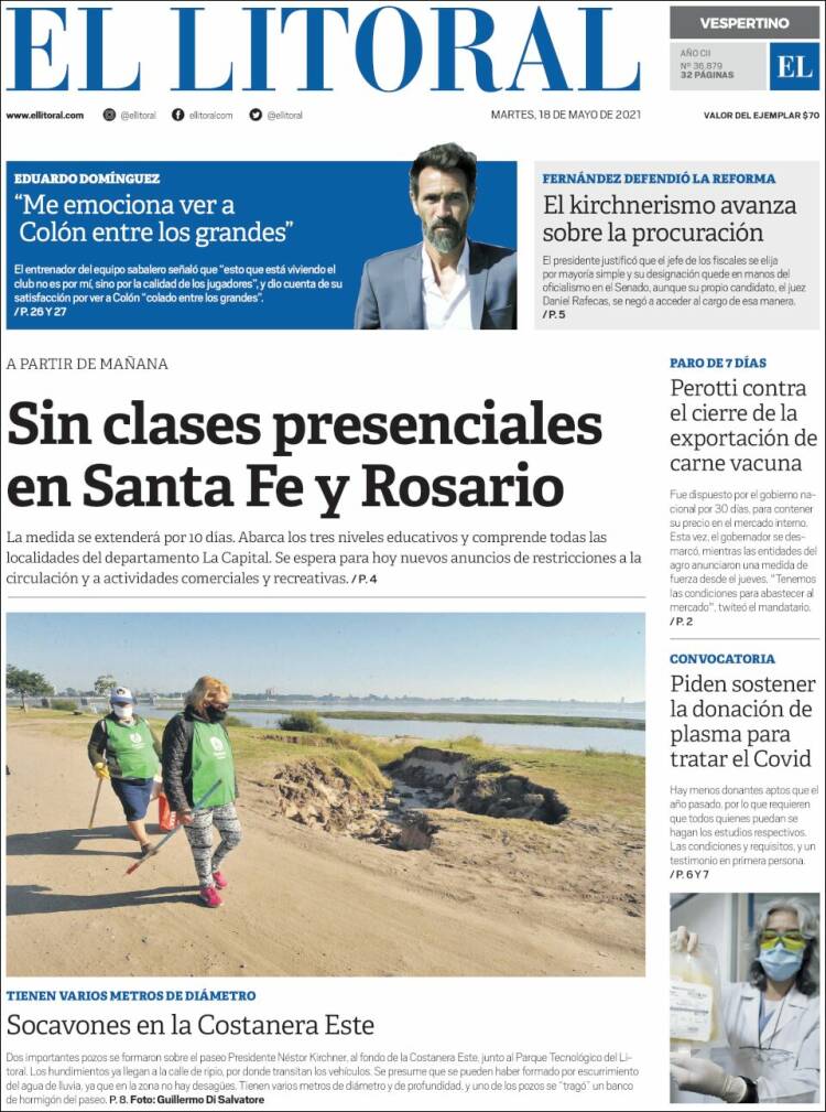 Portada de Diario El Litoral (Argentina)