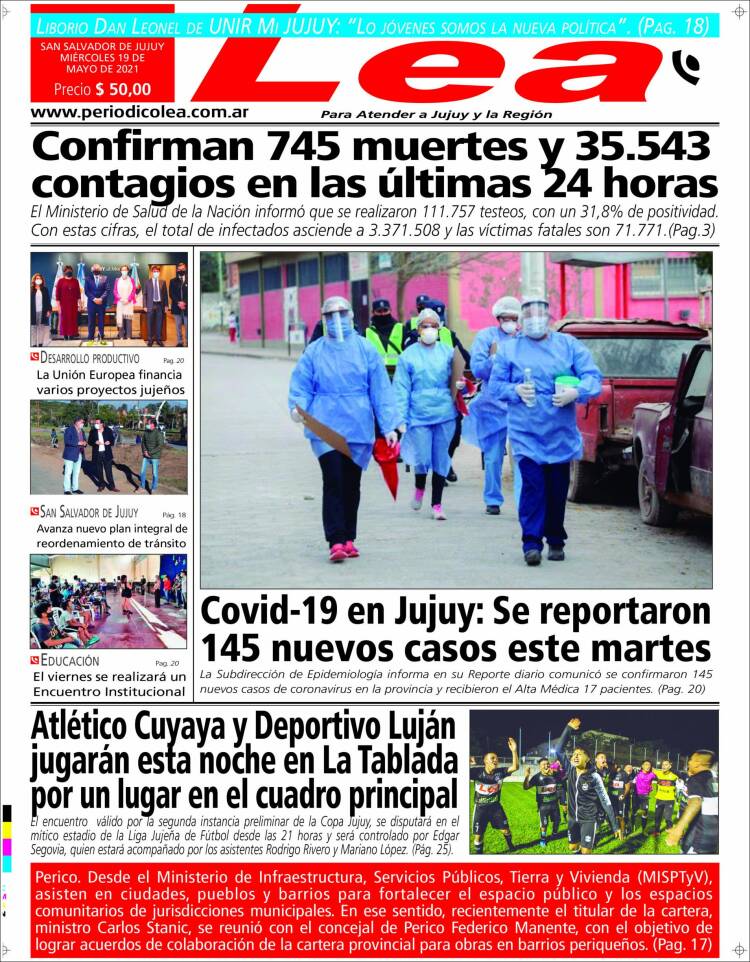 Portada de Periódico Lea (Argentina)