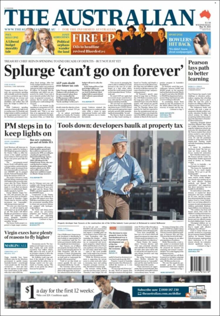 Portada de The Australian (Australia)