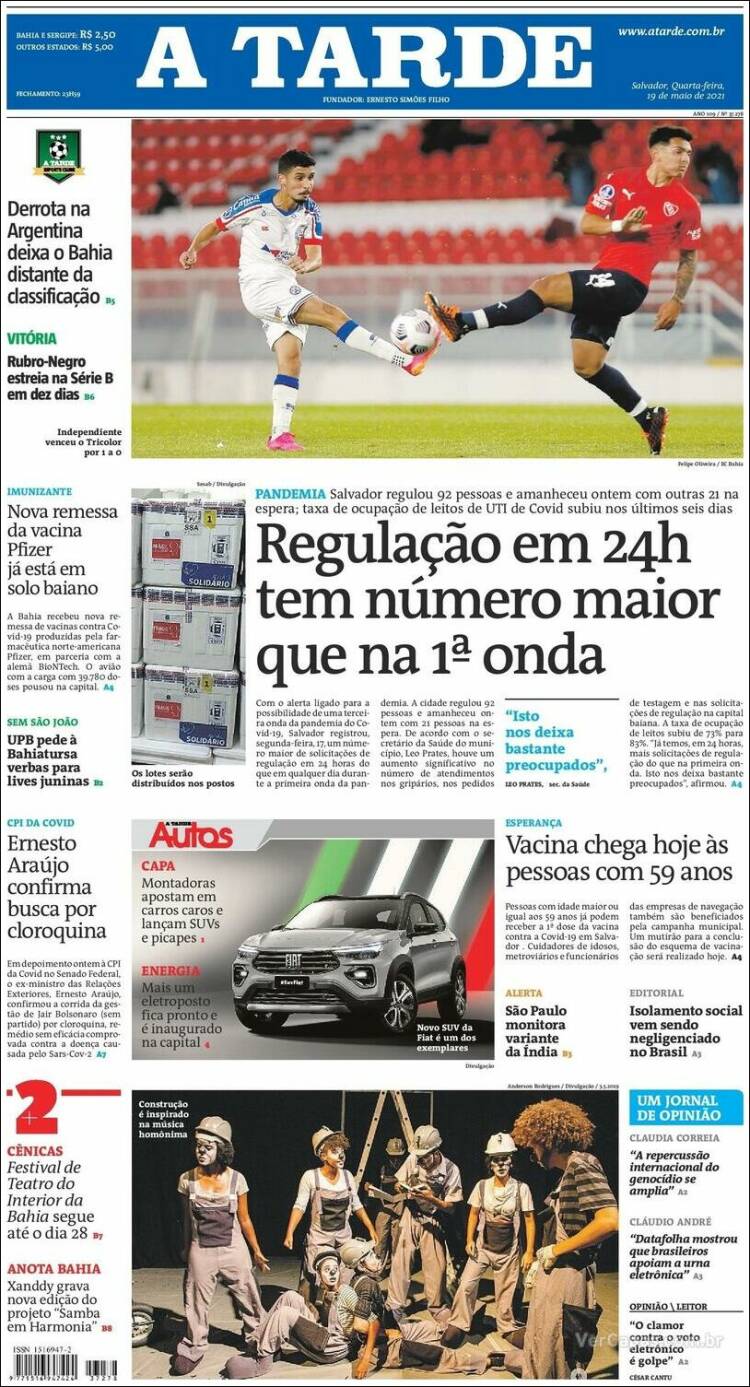 Portada de Diário A Tarde (Brasil)