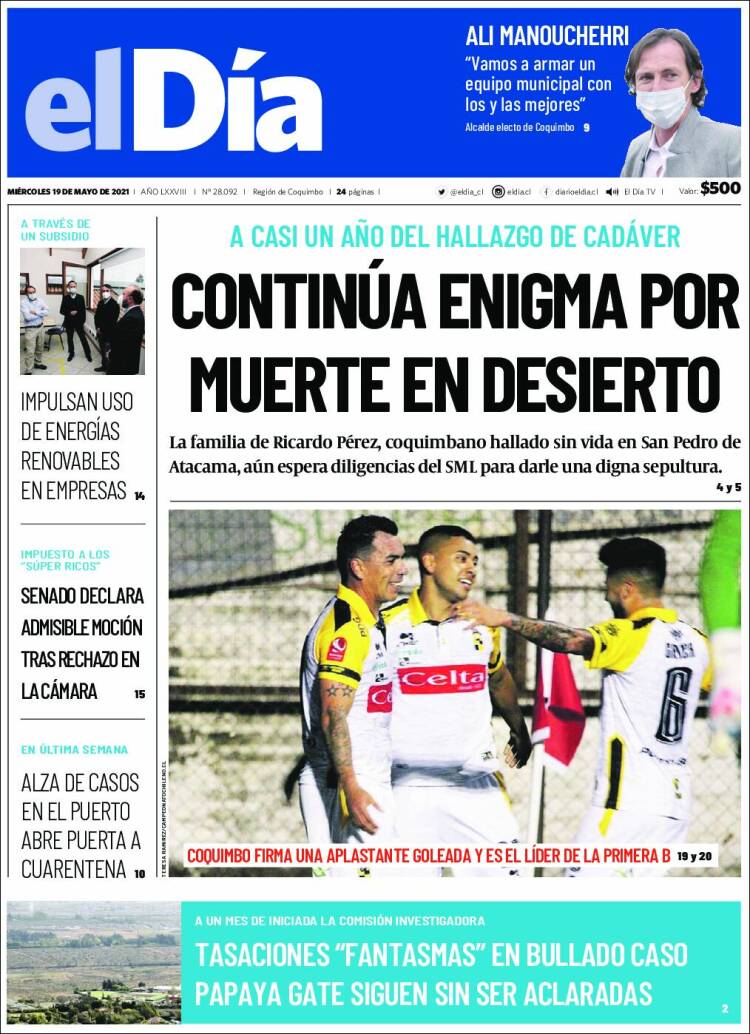 Portada de El Día (Chile)