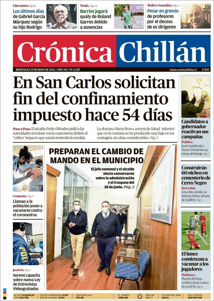 Portada de Crónica Chillán (Chile)