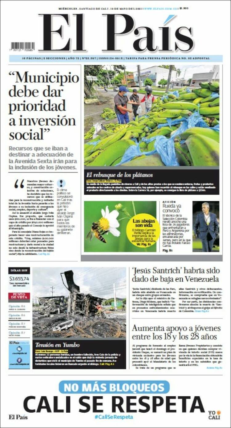 Portada de El País - Cali (Colombia)