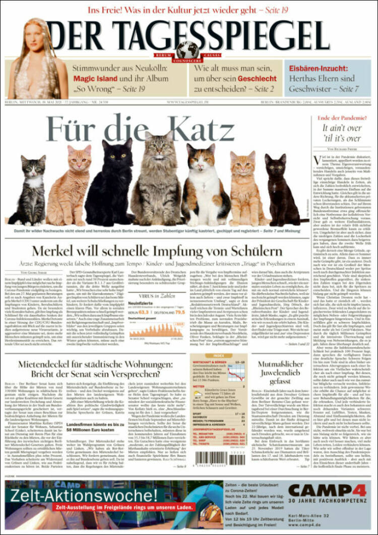 Portada de Der Tagesspiegel (Alemania)